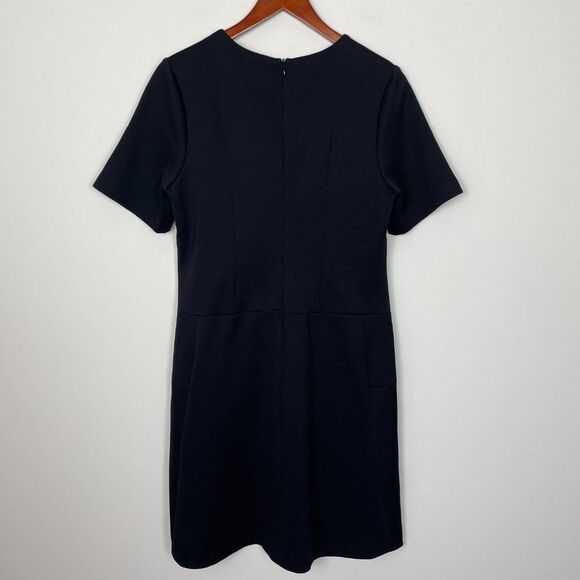 Vince Short Sleeve Crew Neck Knee Length Stretch Midweight Dress Black 12 - Picture 2 of 8